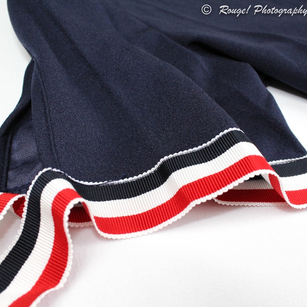 Knot Cuff Striped Fit & Flare Navy Dress - Picture 8 of 8